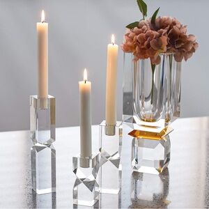 OLEG CASSINI Special Edition Crystal Diamond Cut Candleholders